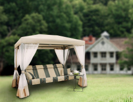 Беседка Премиум со столиком бежевая