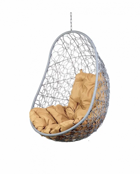 Кресло подвесное "Easy Gray BS Без стойки бежевая подушка