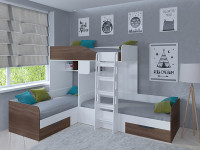 Кровать двухъярусная Трио Белый/Сонома