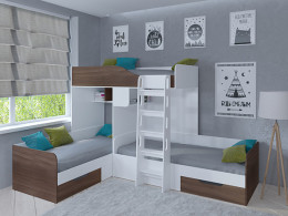 Кровать двухъярусная Трио Белый/Сонома