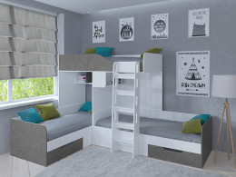 Кровать двухъярусная Трио Белый/Сонома