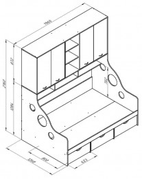 Кровать с антресолью Дельта-21.01 120