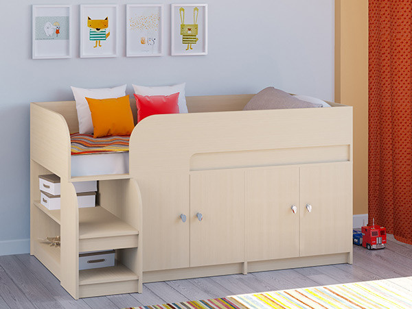 Кровать чердак Астра 9 V2 Белый/Белый