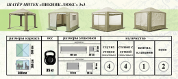 Шатер для дачи Пикник Люкс 3х3 