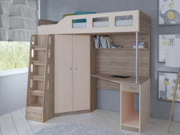 Кровать чердак Астра 7 Белый/Сонома