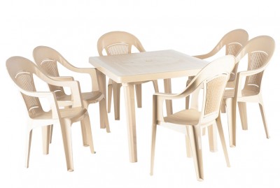 Набор пластиковой мебели стол прямоугольный Солнце +Венеция, 6шт.