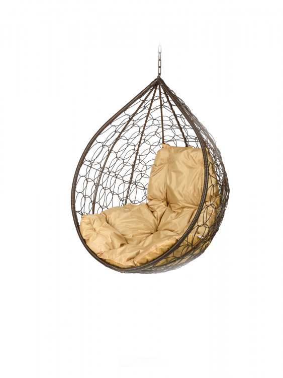 Кресло подвесное Tropica Brown BS Без стойки бежевая подушка