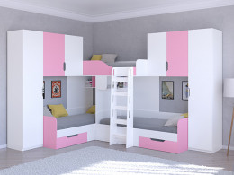 Трехместная кровать ТРИО/3 Белый/Белый