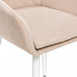 Стул с подлокотниками Leset Слим, каркас Белый, велюр Бежевый