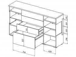 Комод Милана 2 двери 4 ящика 1709.М3