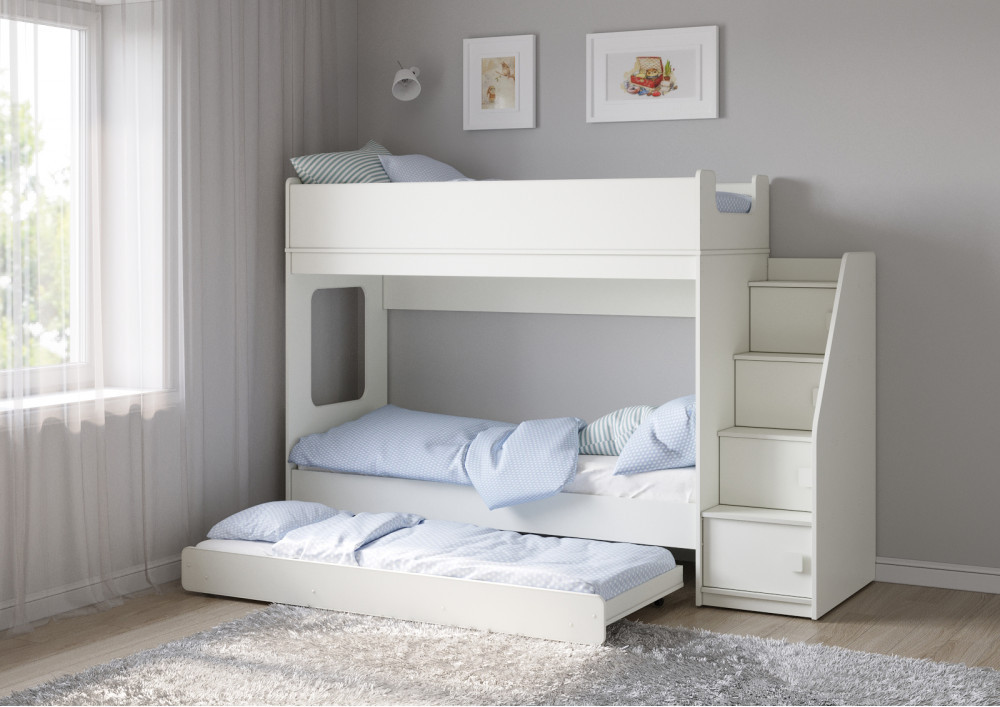 Трехъярусная кровать Легенда D602.3 с ящиком