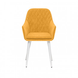 Стул с подлокотниками Leset Слим, каркас Белый, велюр Горчица