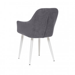 Стул с подлокотниками Leset Слим, каркас Белый, велюр Графит