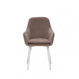 Стул с подлокотниками Leset Слим, каркас Белый, велюр Латте