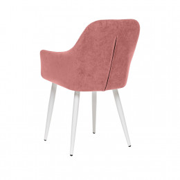 Стул с подлокотниками Leset Слим, каркас Белый, велюр Персиковый