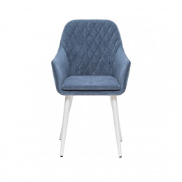 Стул с подлокотниками Leset Слим, каркас Белый, велюр Синий