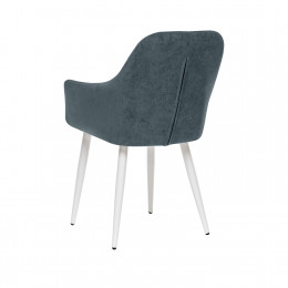 Стул с подлокотниками Leset Слим, каркас Белый, велюр Темно-зеленый