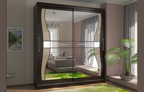 Шкаф-купе Комфорт 12 Прайм с фигурными зеркалами (Венге, 1500 мм)