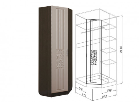 Шкаф угловой ** Роберта 88 см