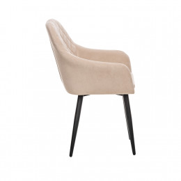 Стул с подлокотниками Leset Слим, каркас Черный, велюр Бежевый
