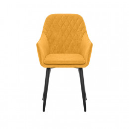 Стул с подлокотниками Leset Слим, каркас Черный, велюр Горчица