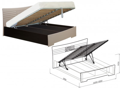 Кровать №1 (подъемная с основанием, без матр.) Роберта 160 см