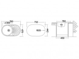 Мойка врезная Фаворит FAD760.470 -GT6K 1R