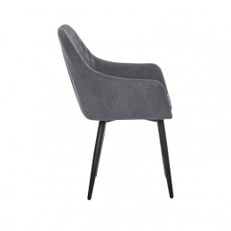 Стул с подлокотниками Leset Слим, каркас Черный, велюр Графит