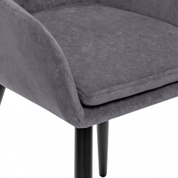 Стул с подлокотниками Leset Слим, каркас Черный, велюр Графит