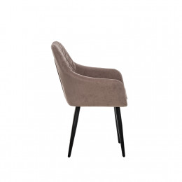 Стул с подлокотниками Leset Слим, каркас Черный, велюр Латте