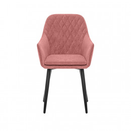 Стул с подлокотниками Leset Слим, каркас Черный, велюр Персиковый