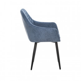 Стул с подлокотниками Leset Слим, каркас Черный, велюр Синий