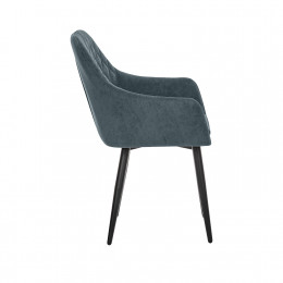 Стул с подлокотниками Leset Слим, каркас Черный, велюр Темно-зеленый